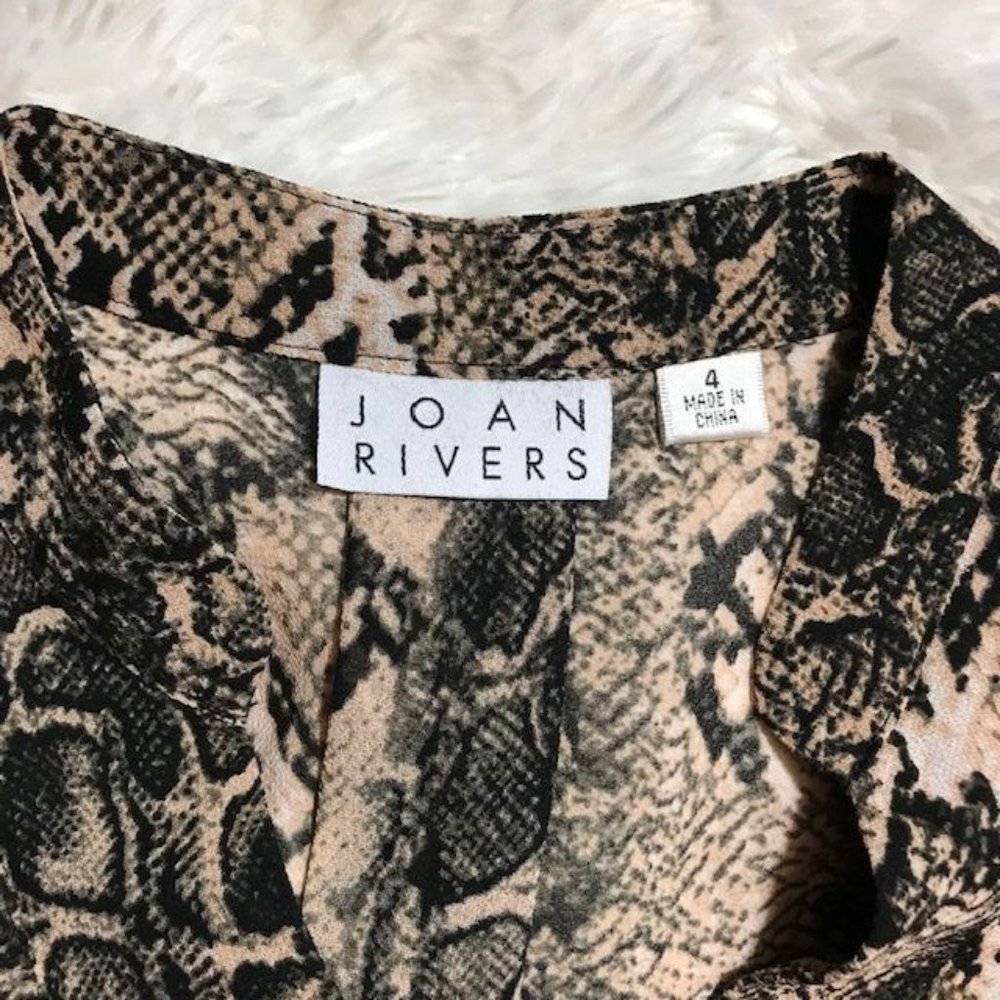 Joan Rivers Natural Python Micro Crepe Overlay V-neck Top - Picture 12 of 13